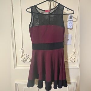Burgundy mesh dress